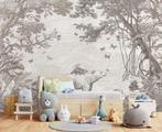 Fotobehang / Behang - Kinderkamer - Bosdieren Taupe, Huis en Inrichting, Stoffering | Behang, Fotobehangkoning.nl, Verzenden, Minder dan 10 m²