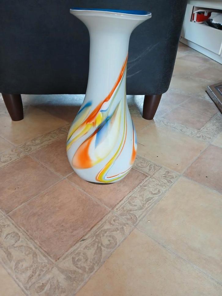 Vintage Vaas met Kleurrijke Swirls, Antiek en Kunst, Antiek | Vazen, Ophalen of Verzenden