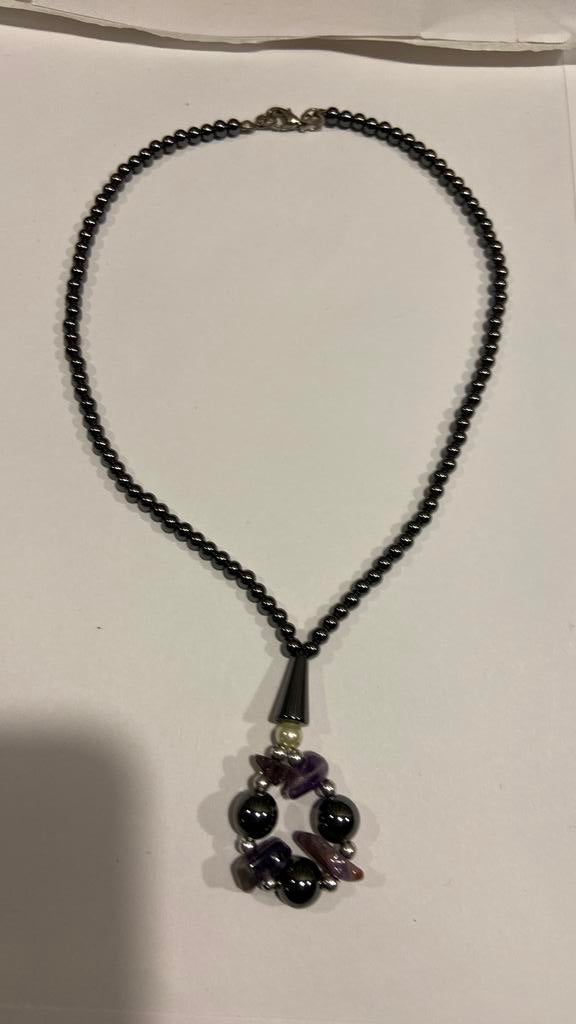 Ketting zwarte onyx edelsteen 44 cm lang, Sieraden, Tassen en Uiterlijk, Antieke sieraden, Ophalen of Verzenden, Overige materialen
