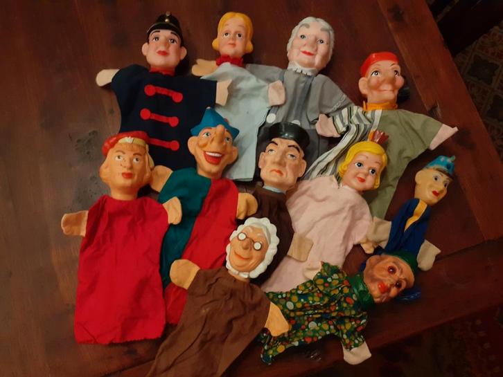 Retro handpoppen poppenkastpoppen ( C ), Verzamelen, Poppen, Zo goed als nieuw, Pop, Ophalen of Verzenden