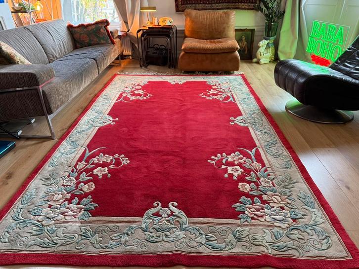 Handgeknoopt vintage Chinese Deco tapijt 300 x 180 cm, Huis en Inrichting, Stoffering | Tapijten en Kleden, Zo goed als nieuw