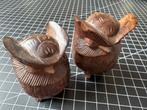 Houten Uilen Beelden - Set van Twee, Ophalen of Verzenden