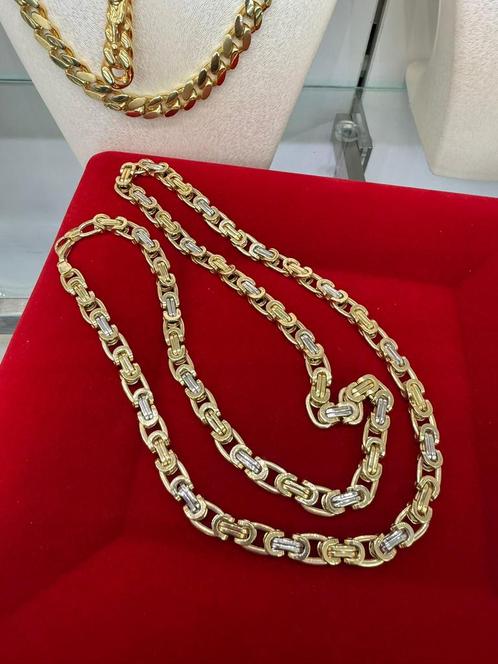 Prachtige 14 karaats gouden platte koningsketting, Sieraden, Tassen en Uiterlijk, Kettingen, Ophalen of Verzenden