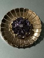 14 karaats goud broche met amethist en briljant, Ophalen of Verzenden, Goud