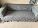Ikea 2 zits kiplan bank met afneembare hoes + bijhorend poef, Ophalen, Gebruikt