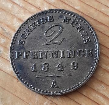 Duitsland Pruissen 2 pfennig 1849 A beschikbaar voor biedingen