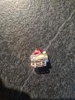 Pandorabedel kerstman in slee., Ophalen of Verzenden, Zo goed als nieuw, Zilver