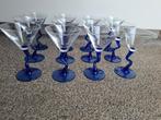 Set van 12 Martini Glazen met Blauw Voetje, Glas of Glazen, Gebruikt, Ophalen of Verzenden, Glas