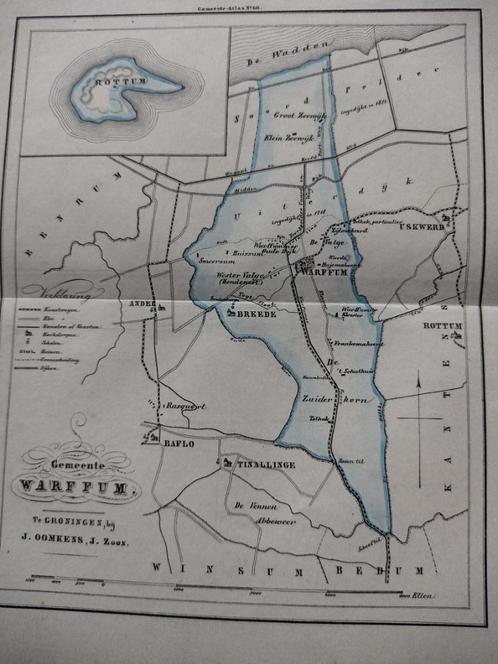 60 Warffum Rottum Breede Wester Valge  Litho Fehse 1862, Antiek en Kunst, Kunst | Litho's en Zeefdrukken, Ophalen of Verzenden