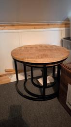Salontafel 3 delig mangohout leenbakker, Huis en Inrichting, Ophalen, Gebruikt, 100 tot 150 cm, Rond