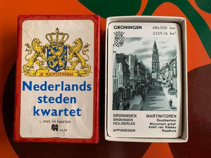 Nederlands Steden Kwartet no. 18 - Groningen 486.000 inw., Verzamelen, Speelkaarten, Jokers en Kwartetten, Zo goed als nieuw, Kwartet(ten)