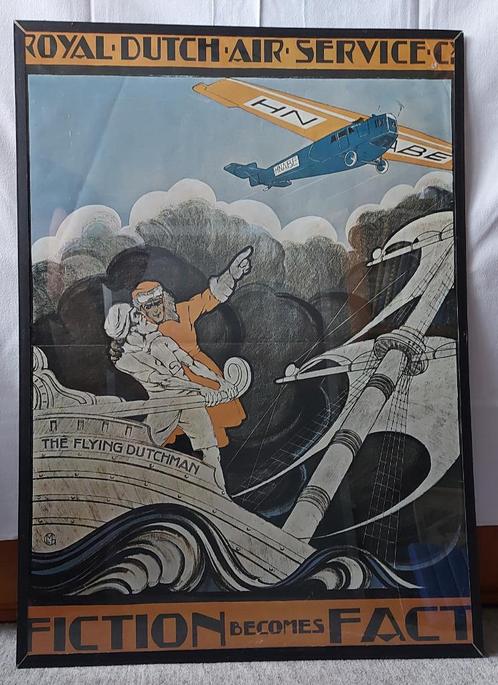 Replica van KLM poster “Fiction becomes Fact” (K911), Verzamelen, Luchtvaart en Vliegtuigspotten, Gebruikt, Kaart, Foto of Prent