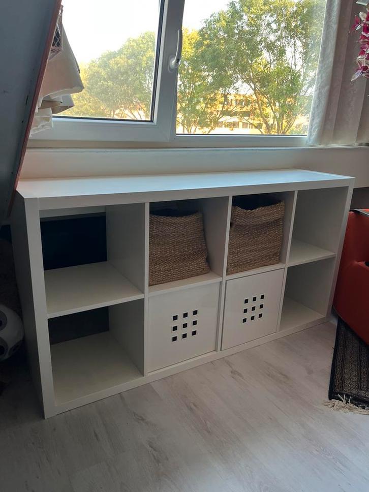 Ikea Kallax kast 4x2, Huis en Inrichting, Kasten | Boekenkasten, Zo goed als nieuw, 150 tot 200 cm, 25 tot 50 cm, Met lade(s)