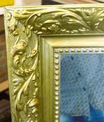 mooie oude spiegel met goudbewerkte lijst, Antiek en Kunst, 100 tot 150 cm, Rechthoekig, Ophalen