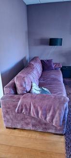 Robuuste leren ruime 3 pers. Aubergine bank, Ophalen, 75 tot 100 cm