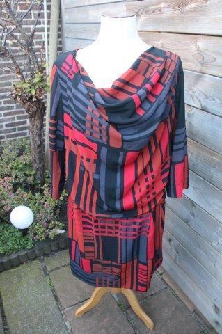 Jurk zwart/ rood/ bruin Mart Visser mt 44 Vaste prijs AANBIE, Kleding | Dames, Jurken, Zo goed als nieuw, Maat 42/44 (L), Zwart