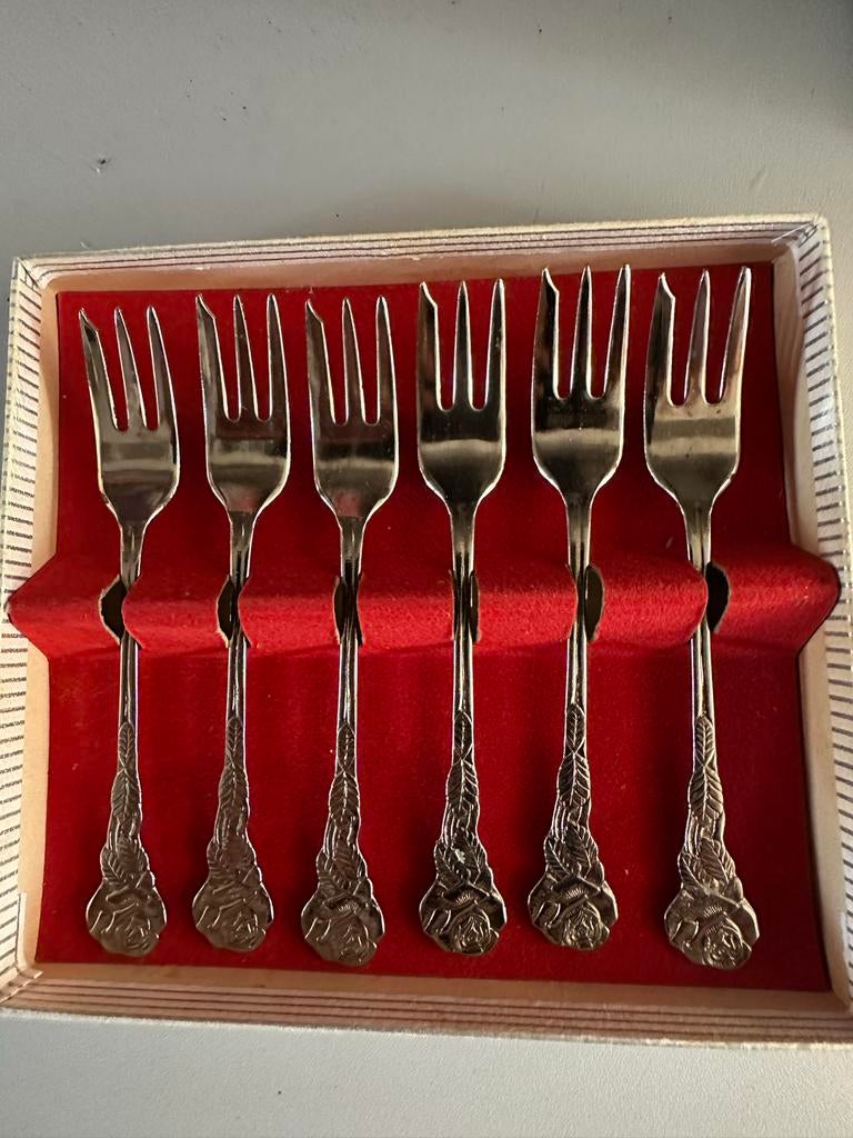 Antieke Gebaksvorkjes - 12 cm, Antiek en Kunst, Antiek | Bestek, Ophalen of Verzenden