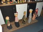 antiek speelgoed 4 poppenkast poppen met houten hoofden, Antiek en Kunst, Ophalen of Verzenden