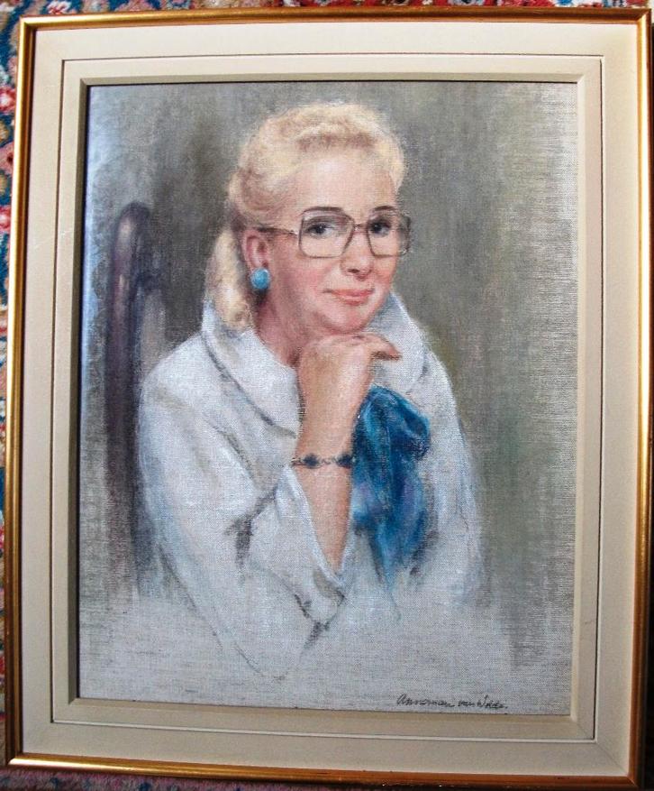 Portret jaren '70 - Annemarie van Wolde - pastel op linnen, Antiek en Kunst, Kunst | Schilderijen | Klassiek, Ophalen of Verzenden