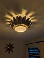 Vintage Plafondlamp met Bladmotief, Huis en Inrichting, Ophalen of Verzenden, Gebruikt, Glas, Vintage