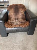 Leren fauteuil zwart (gebruikt), Huis en Inrichting, Fauteuils, Ophalen, Gebruikt