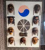 Kunstwerk van Maskers uit Korea met lijst en verklaringen, Antiek en Kunst, Ophalen of Verzenden
