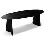 Zwarte japandi tafel ovaal 220 240 of 260cm met houten poot, Huis en Inrichting, Tafels | Eettafels, Ophalen, Japandi, 50 tot 100 cm
