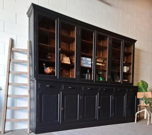 XXL Vintage/Industriële zwarte schoolkast, Buffetkast, Huis en Inrichting, Kasten | Buffetkasten, Zo goed als nieuw, 200 cm of meer