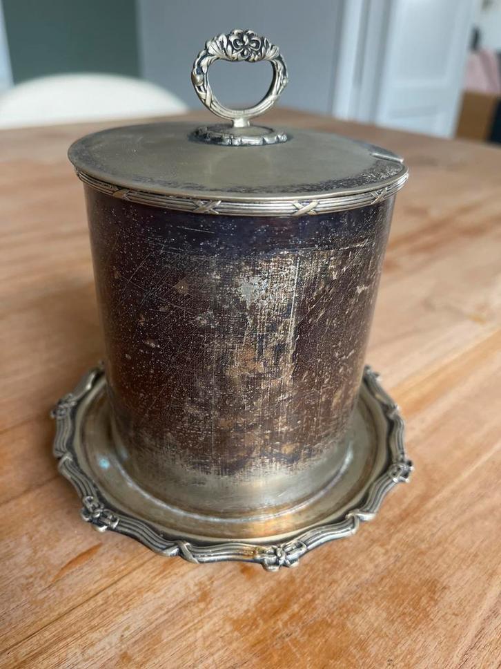 Vintage verZilverde Suikerpot met Deksel, Antiek en Kunst, Antiek | Goud en Zilver, Zilver, Ophalen of Verzenden