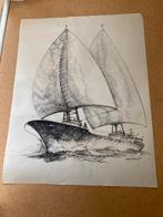 Houtskool Artist Impression Schip Frans Naerebout 1915-1988, Ophalen