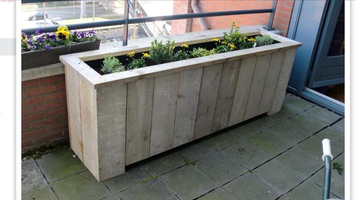 Plantenbak, Tuin en Terras, Bloembakken en Plantenbakken, Nieuw, Hout, Binnen, Balkon, Tuin, 60 cm of meer, 100 cm of meer, Rechthoekig