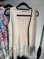 Beige nep suede mouwloos gilet hesje met franjes, Vintage, Vintage, Ophalen of Verzenden, Zo goed als nieuw