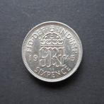 6 Pence 1945 Groot Brittanië km#852 XF+, Verzenden, Overige landen, Losse munt, Zilver