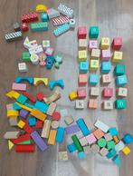 Diverse houten blokken o.a. Woezel en Pip, letters, Hema, Gebruikt, Ophalen