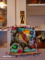 Handgemaakt Borduurwerk Vogel - Wanddecoratie, Ophalen of Verzenden