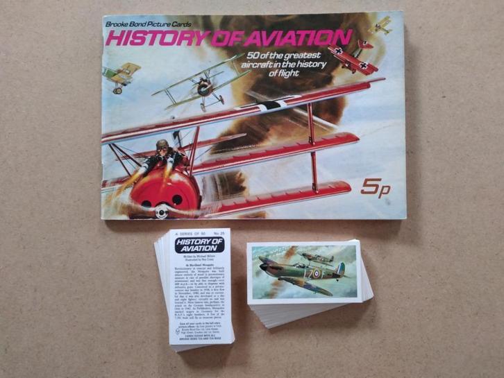 History of Aviation complete set 50 tea cards + album 1972, Boeken, Prentenboeken en Plaatjesalbums, Plaatjesalbum, Ophalen