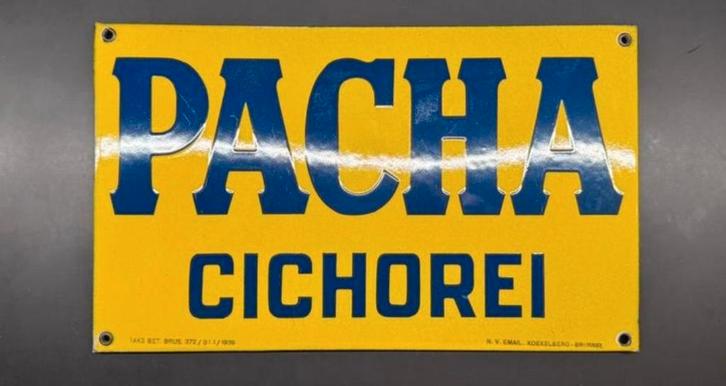Oude Pacha Cichorei Emaille Reclamebord, Antiek en Kunst, Antiek | Emaille, Ophalen of Verzenden