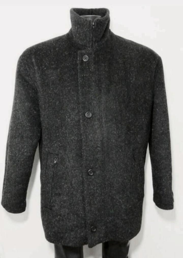 Donkergrijze korte mantel van Jeffrey Jordan, Kleding | Heren, Jassen | Winter, Verzenden, Zo goed als nieuw, Maat 48/50 (M), Grijs