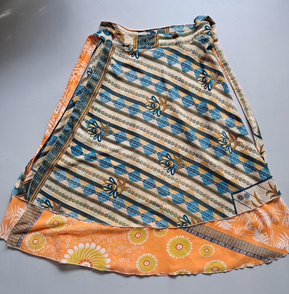 Lange Wikkelrok India maat S/M/L/XL te dragen, Maat 42/44 (L), Oranje, Ophalen of Verzenden, Zo goed als nieuw