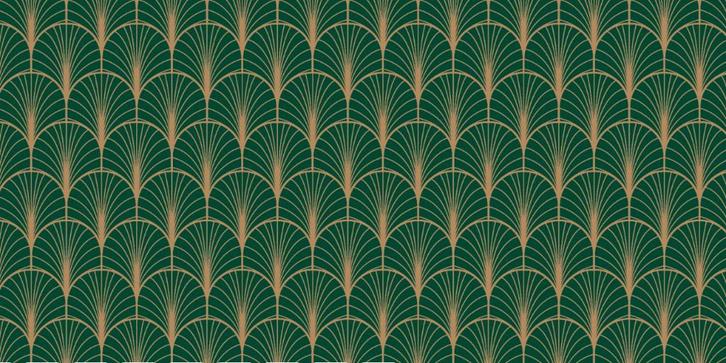 Groen art deco behang, Huis en Inrichting, Stoffering | Behang, Groen, minder dan 10 m², Ophalen