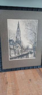 DELFT VLAMINGSTRAAT ETS GESIGNEERD  ( HANSEN ) ETS IS 39 /29, Antiek en Kunst, Kunst | Etsen en Gravures, Ophalen of Verzenden