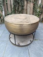 Ronde salontafel van koper metaal – luxe & industrieel, Ophalen, Gebruikt, 50 tot 100 cm, 50 tot 75 cm