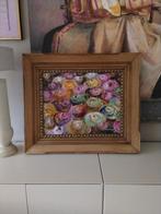 Vrolijke bloemen in antieke eiken lijst, Antiek en Kunst, Kunst | Schilderijen | Klassiek, Ophalen of Verzenden