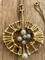 Brutalist Vergulde Hanger Ketting '80, Gebruikt, Ophalen of Verzenden, Goud, Overige materialen