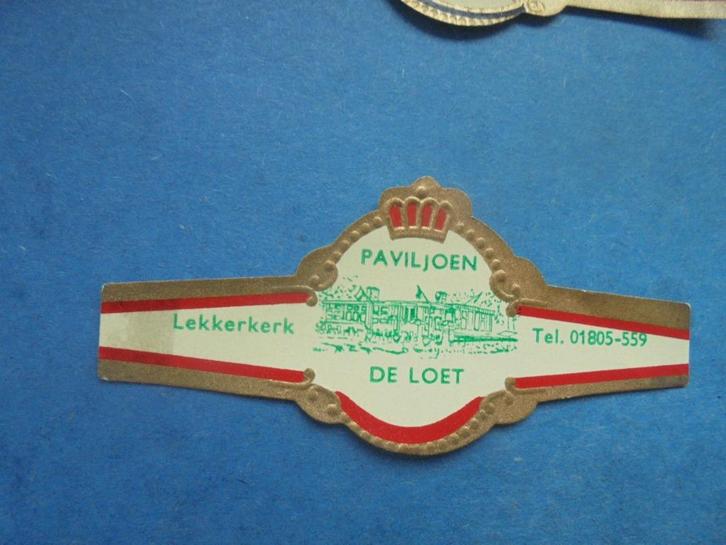 Oude sigarenband Paviljoen DE LOET in LEKKERKERK, Verzamelen, Rookartikelen, Aanstekers en Luciferdoosjes, Zo goed als nieuw, Sigarenbandjes