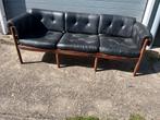 Vintage leren 3zits bank Sven Ellekaer Coja OPKNAPPER design, Gebruikt, Scandinavisch design vintage retro hout leer jaren 60