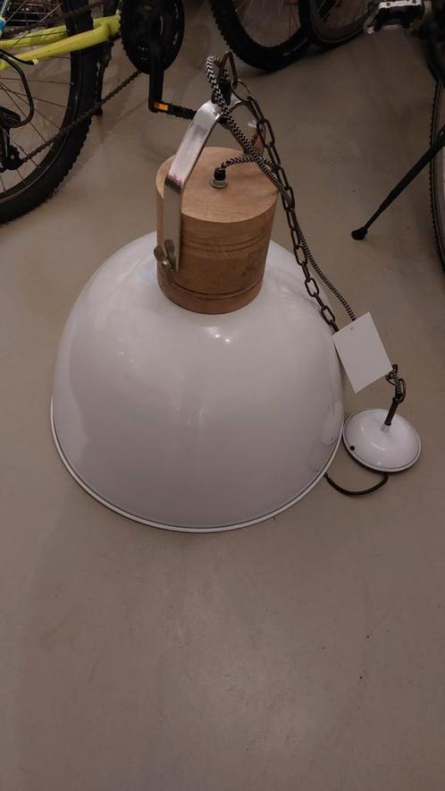 Gave stoere hanglamp wit met hout, Huis en Inrichting, Lampen | Hanglampen, Zo goed als nieuw, Minder dan 50 cm, Hout, Ophalen