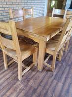 Massief eiken tafel met 6 stoelen, Ophalen, Gebruikt