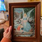 Engelbewaarder met Kindjes achter Glas 30x23 cm, Antiek en Kunst, Ophalen of Verzenden