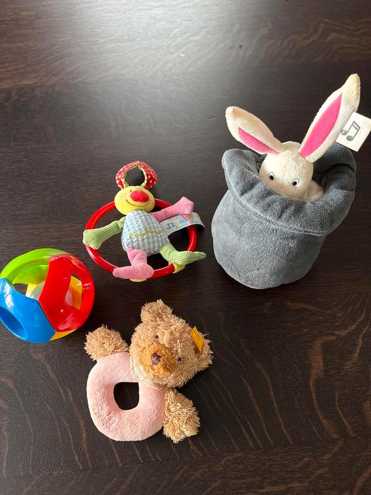 Baby Speelgoed Set - Rammelaar, Knuffel, Mobiel, Kinderen en Baby's, Speelgoed | Babyspeelgoed, Gebruikt, Rammelaar, Met geluid